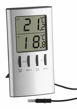 TFA Dostmann TFA 30.1027 Digitales Innen-Außen-Thermometer Mit Messfühler