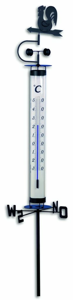 TFA Dostmann TFA 12.2035 Analoges Gartenthermometer Mit Wetterhahn Und Windrad