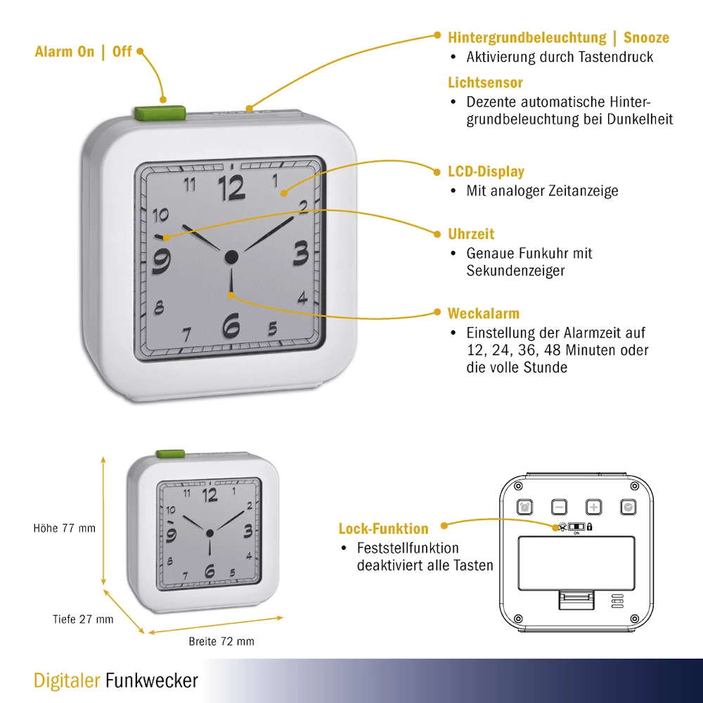 TFA Dostmann TFA 60.2556.02 Digitaler Funk-Wecker Lichtsensor Funkuhr Reisewecker 3 TFA Dostmann TFA 60.2556.02 Digitaler Funk-Wecker Lichtsensor Funkuhr Reisewecker