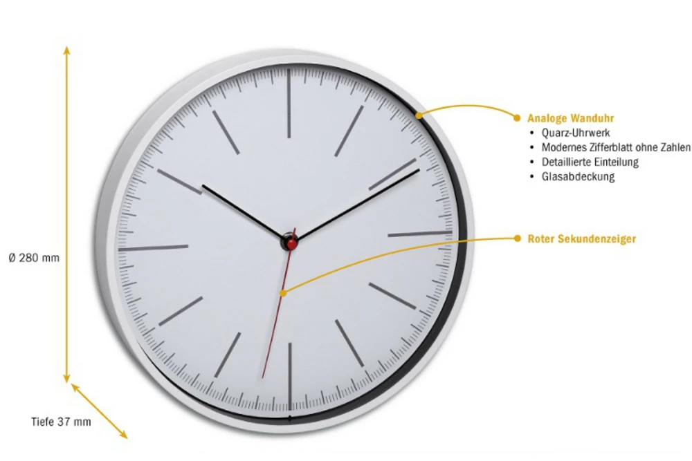 TFA Dostmann Analoge Wanduhr TFA 60.3049.02 Quarzuhr 280 Mm 3 TFA Dostmann Analoge Wanduhr TFA 60.3049.02 Quarzuhr 280 Mm