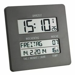 TFA Dostmann Funk-Wanduhr Timeline Anthrazit TFA 60.4509.10 Funkuhr