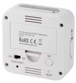 TFA Dostmann Funk-Wecker Bingo TFA 60.2531 Negativdisplay Funkuhr Lichtsensor 9 TFA Dostmann Funk-Wecker Bingo TFA 60.2531 Negativdisplay Funkuhr Lichtsensor -TFA Dostmann Speichern Bingo weiss R ckansicht