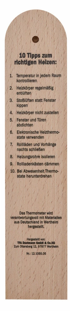 TFA Dostmann TFA-Dostmann Analoges Energiespar-Thermometer TFA 12.1055 Raumtemperaturkontrolle