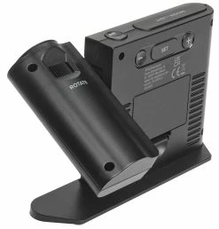 TFA Dostmann TFA-Dostmann Funk-Projektionswecker TFA 60.5018.01 Innen-Aussentemperatur -TFA Dostmann Speichern Projektionswecker 60 5018 01 hinten schraeg