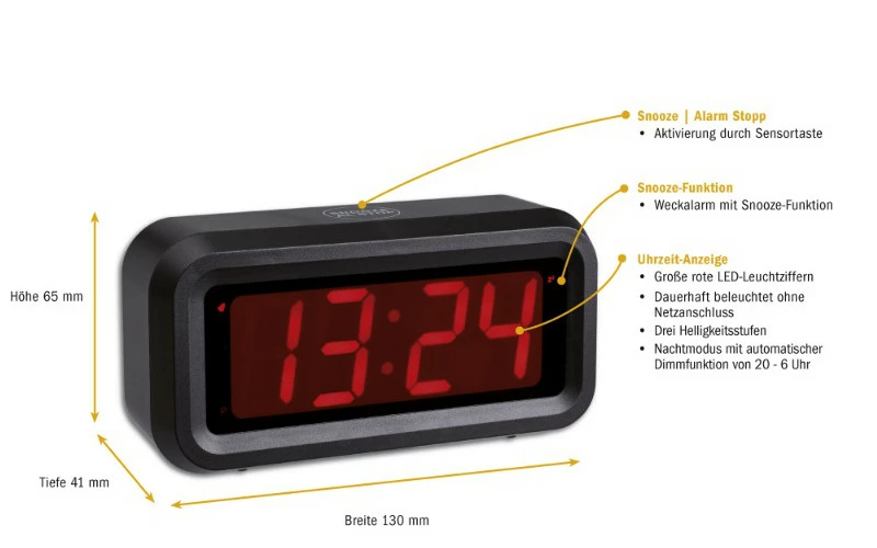 TFA Dostmann Digitaler Wecker Roxy TFA 60.2024.10 LED Leuchtziffern Nachtmodus 3 TFA Dostmann Digitaler Wecker Roxy TFA 60.2024.10 LED Leuchtziffern Nachtmodus