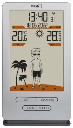 TFA Dostmann TFA-Dostmann Funk-Wetterstation Weather Jack TFA 35.1166 Wettersymbole Luftdrucktendenz -TFA Dostmann Speichern Weather Jack front palme