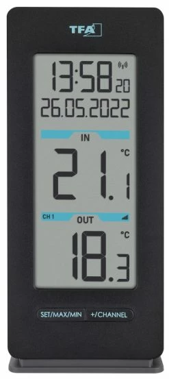TFA Dostmann TFA-Dostmann Funk-Thermometer BUDDY TFA 30.3072.01 Temperaturkontrolle -TFA Dostmann Speichern Wetterstation 30 3072 front