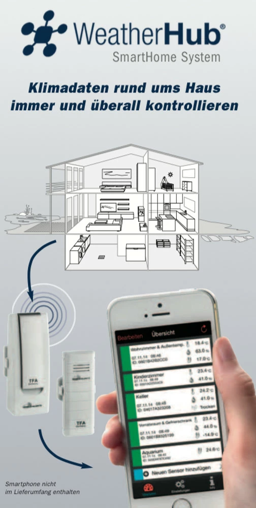 TFA Dostmann TFA 31.4001.02 WeatherHub Temperaturkontrolle Smarthome-Thermometer Mit App 4 TFA Dostmann TFA 31.4001.02 WeatherHub Temperaturkontrolle Smarthome-Thermometer Mit App – Bild 2